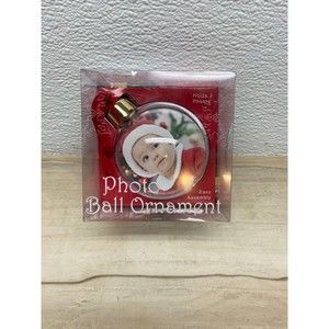 Photo Ball Christmas Ornament Hold 2 Photos